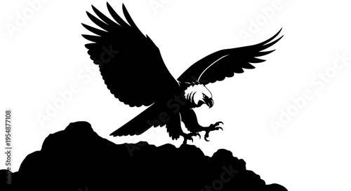 Eagle on a mountain peak.