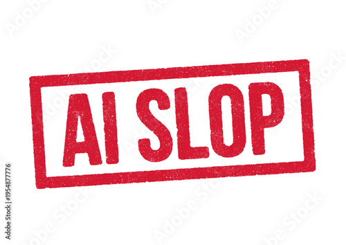 Vector illustration of the word AI Slop in red ink stamp