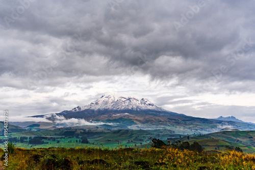The Chimborazo volcano stands out in the Andes mountain range