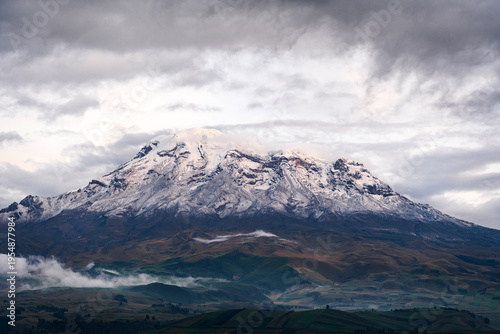 The Chimborazo volcano stands out in the Andes mountain range
