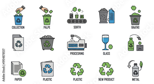 recycling icons, eco friendly symbols, waste management