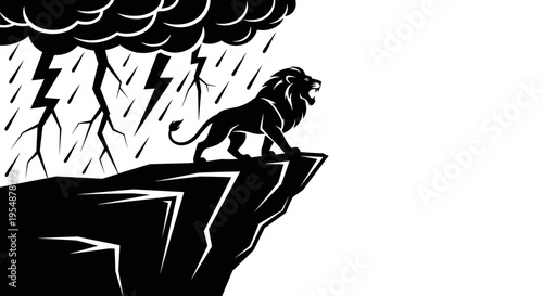 Lion on a rocky cliff.