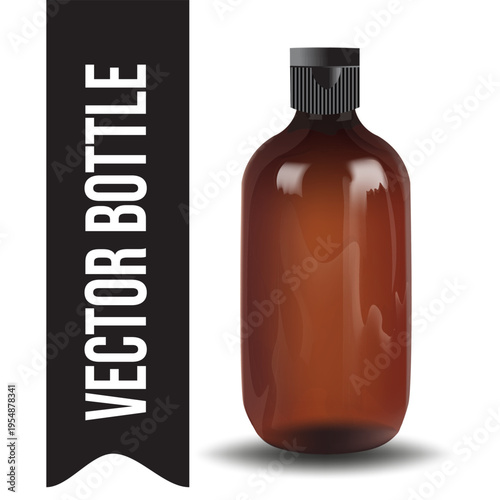 Realistic  glass bottle, mockup containers of empty bottles with a cap vector Illustration bottle
