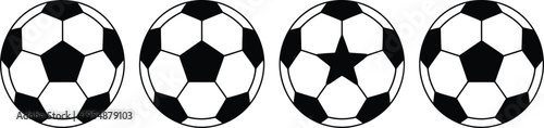 Title: Soccer Ball Vector Set with Star Detail for Sports Tournament Logo and Football Team Branding