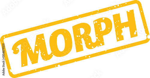 Distressed Yellow Rubber Stamp Featuring the Word Morph Representing Change and Evolution