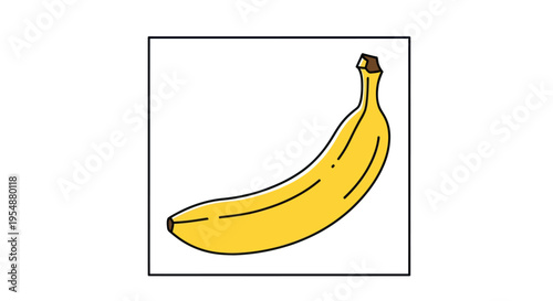 Simple Yellow Banana Illustration Isolated on White Background