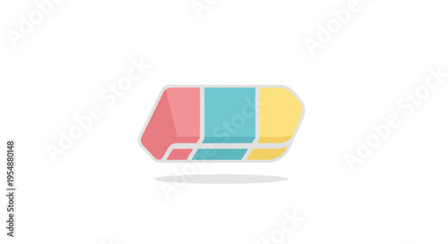 Modern Eraser Icon with Pastel Colors Isolated on White Background