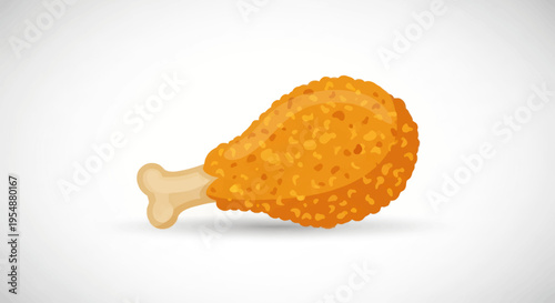 Crispy Fried Chicken Leg Drumstick - Isolated on White Background