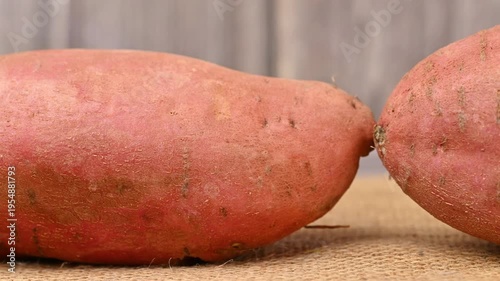 video of a raw sweet potato