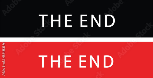The End Typography Title Card Set with Bold Minimal Text Banners for Video Closing Screens, Film Credits, Presentation Slides, and Graphic Design