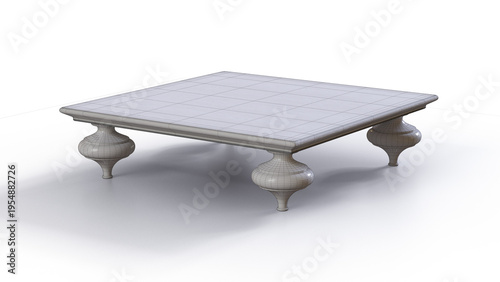 Coffee Table Wood 3D Rendering 