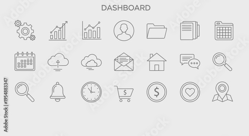 Set of Minimalist Dashboard UI Vector Line Icons