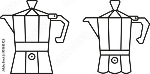 Moka Pot Coffee Maker Icon Set Transparent Background Italian Espresso Maker Stovetop Coffee Brewer Isolated