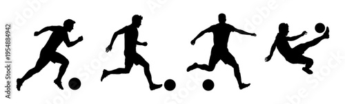 Soccer player silhouettes set. Vector illustration