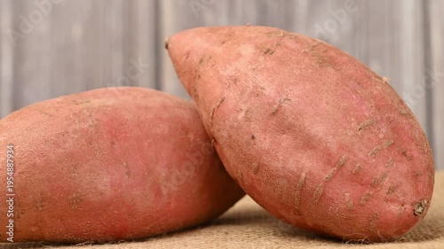 video of a raw sweet potato
