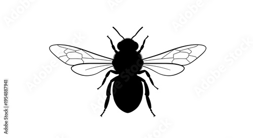 Black silhouette of a bee.