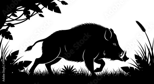 Black silhouette of a boar.