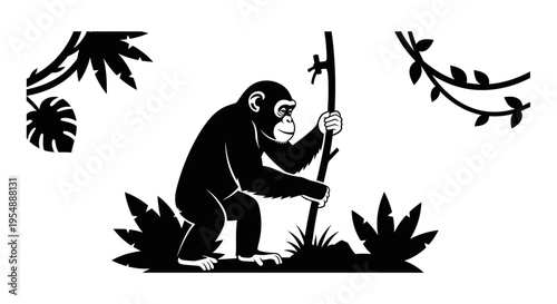 Black silhouette of a gorilla.