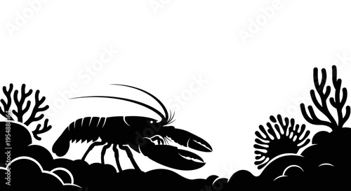 Black silhouette of a lobster.
