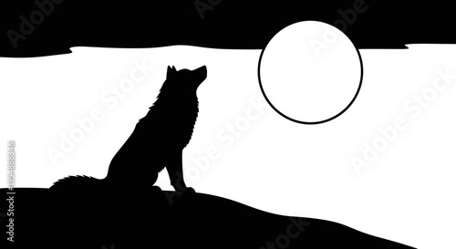 Black silhouette of a wolf.