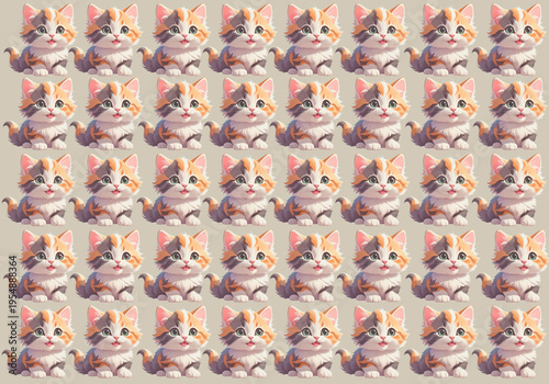 Cat image material for background (cat at 75% faint), beige background.
