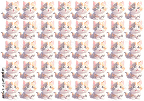 Cat illustration background image material (cat is 50% faint) Transparency applied