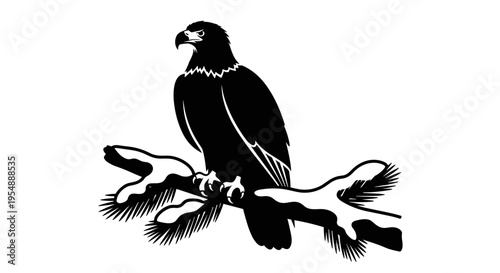 Black silhouette of eagle bird.