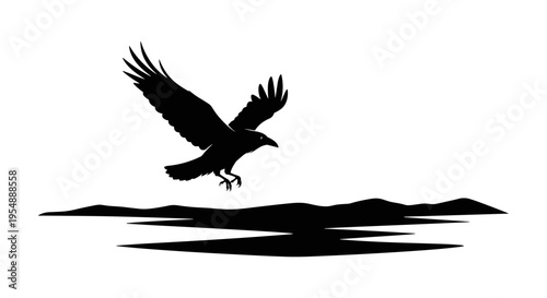 Black silhouette of eagle landing 1.