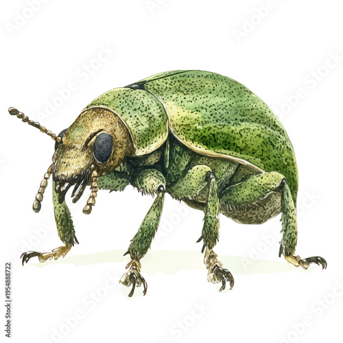 Weevil, watercolor vector, isolated on a white background.