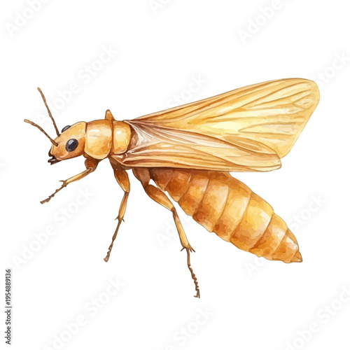 Termite, watercolor painting vector, isolated on a white background.