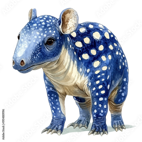 Tapir, watercolor drawing vector, isolated on a white background.