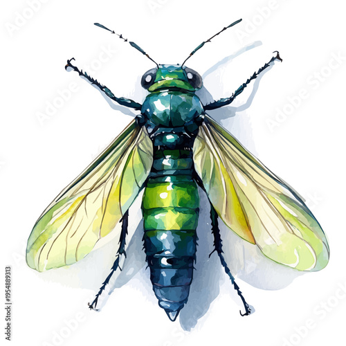 watercolor vector of Stonefly, isolated on a white background.