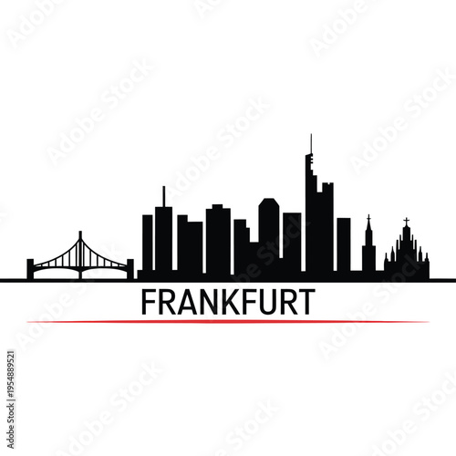 Frankfurt skyline illustration a minimalist black silhouette against white
