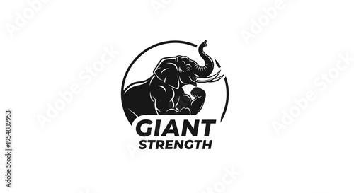 Giant Strength Muscular Elephant Mascot Logo Design