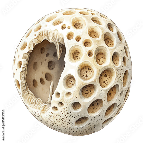 Sea Sponge, watercolor drawing vector, isolated on a white background.