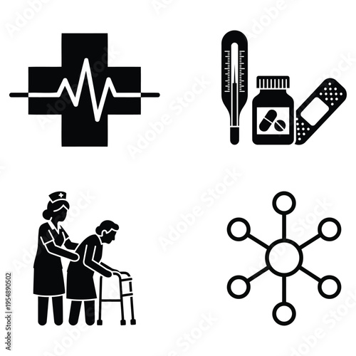 Medical care and health symbols