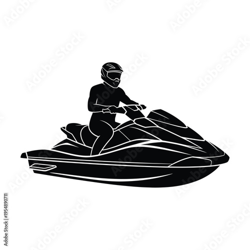 Silhouette of a jet ski rider in action dynamic watercraft scene