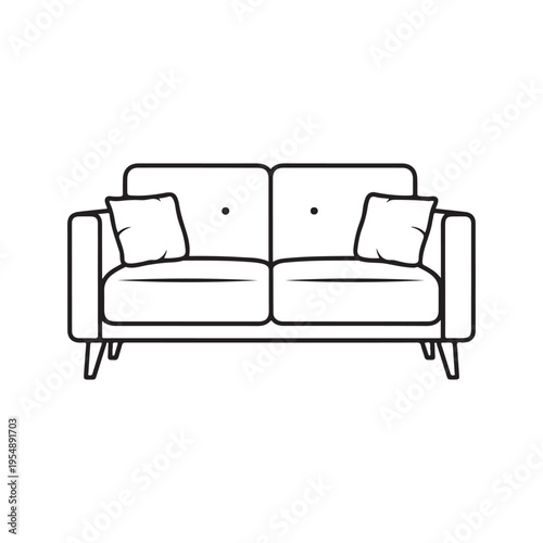 Sofa Couch Line Icon Living Room Furniture Comfort Concept On White Background