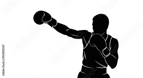 Silhouette of a Boxer Throwing a Punch