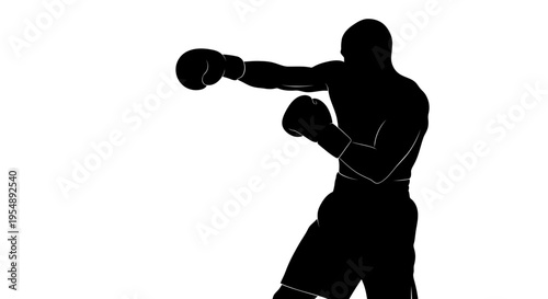 Black Silhouette of a Professional Boxer Throwing a Punch