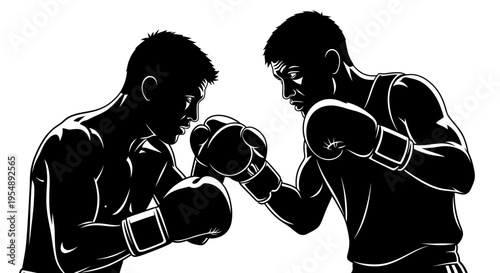 Two Boxers Fighting Silhouette Illustration