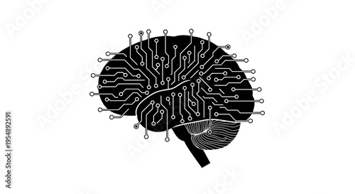 Artificial Intelligence Brain Concept with Digital Circuitry