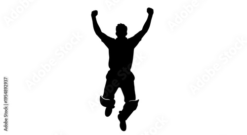 Silhouette of a Cricket Player Celebrating Victory