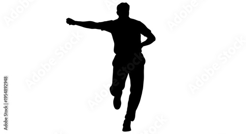 Silhouette of a Cricket Bowler in Action