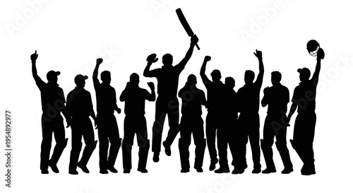 Cricket Team Celebration Silhouette