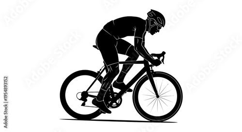 Silhouette of a Professional Cyclist Racing on Road Bike