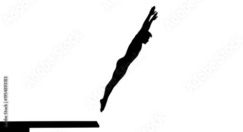 Silhouette of a diver jumping from a board
