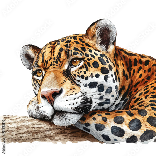 Jaguar, watercolor clipart vector, isolated on a white background.