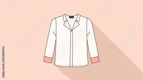Stylish Blouse Design, Fashion Illustration, Digital Art, Minimalist Style, Soft Color Palette