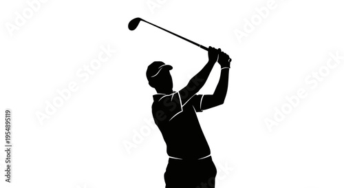 Silhouette of a Golfer Swinging a Club